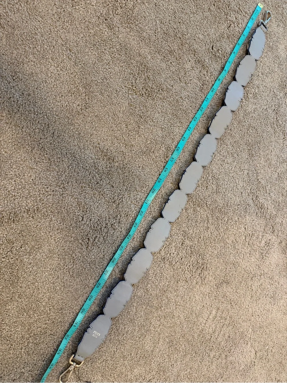 FENDI Light Blue Leather 3D Flower Crystal Strap You Handbag Shoulder Strap